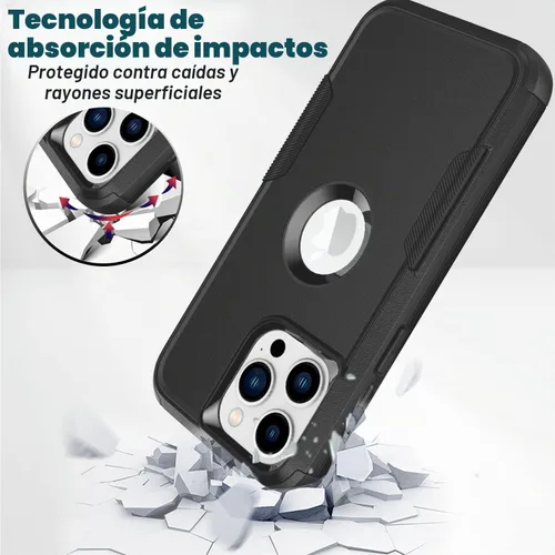 Vista 2 de Funda para iPhone 15 Pro – [2 protectores de pantalla de vidrio templado] [10 pies a prueba de caídas militar], funda protectora antideslizante a