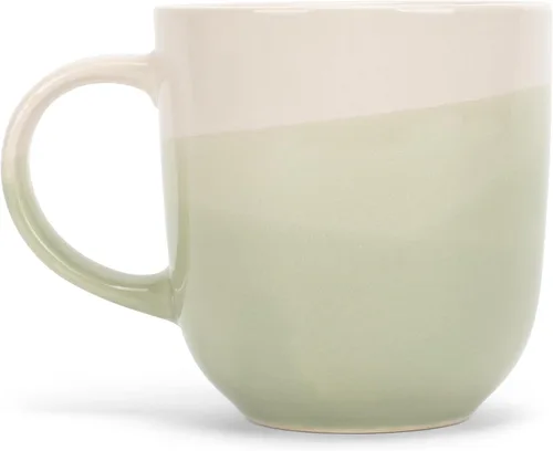 Vista 5 de Elanze Designs Paquete de 2 tazas de café de cerámica de cerámica de 14 onzas, color verde eucalipto