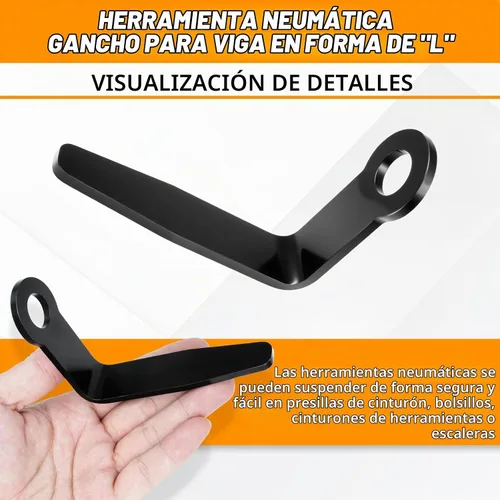 Vista 3 de Herramienta neumática Rafter Hook "L" en forma de para Senco PC0630 Hook Belt Nail Guns con 3/8" NPT Air Fitting (aluminio)