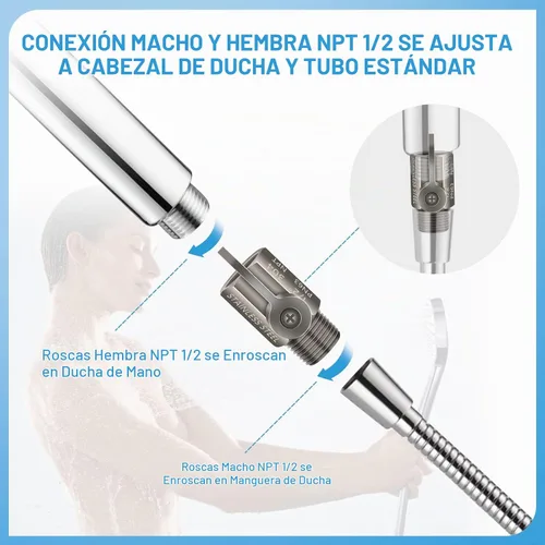 Vista 4 de Válvula de cierre de cabezal de ducha con palanca de mango largo, 1/2" NPT