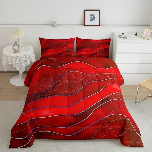 Vista 12 de Erosebridal Juego de ropa de cama abstracta con diseño de olas marinas tamaño Queen, juego de edredón y juegos de ropa de cama con temática de playa