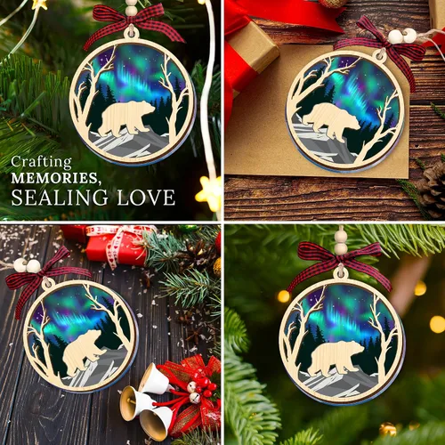 Vista 5 de HEXMOZ Adornos de Oso para Árbol de Navidad - Regalos de Osos para Mujeres, Hombres, Amantes de los Osos - Adorno de Navidad de Osos, Ideas