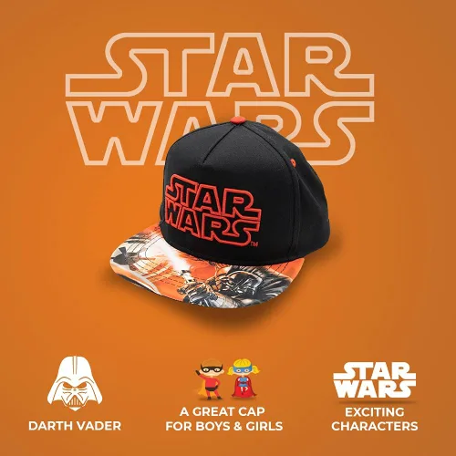 Vista 3 de Star Wars - Gorra de béisbol con logotipo bordado clásico para niños y jóvenes