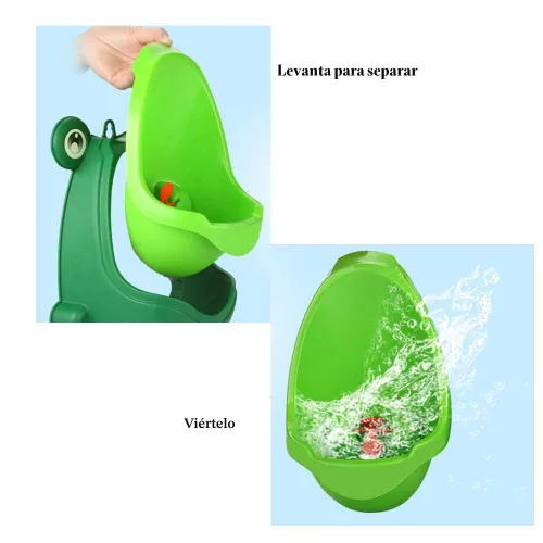 Vista 5 de Entrenamiento para orinar de rana, lindo orinal de entrenamiento para niños con divertido objetivo de puntería, orinales verdes para niños pequeños