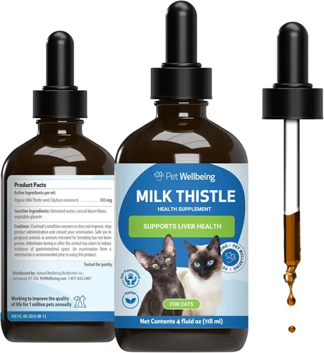 Vista 10 de Pet Wellbeing Cardo mariano para gatos, hierba orgánica, apoyo para la desintoxicación del hígado de cardo mariano, antioxidantes, certificado por