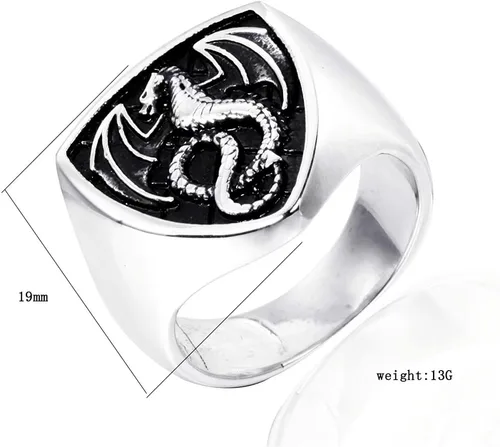 Vista 2 de LAIMIUMIU33 Anillo de dragón para hombre, estilo vikingo de fuego, estilo amuleto de motociclista, nórdico, étnico, 316, de acero inoxidable, anillo
