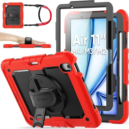 Vista 20 de SEYMAC stock Funda protectora para iPad Air de 11 pulgadas M3 2025/M2 2024 (Air 7ª/6ª generación), funda resistente con protector de pantalla