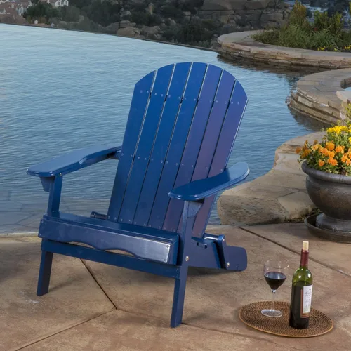 Vista 2 de Christopher Knight Home Hanlee Silla Adirondack plegable para exteriores, madera de acacia, azul marino