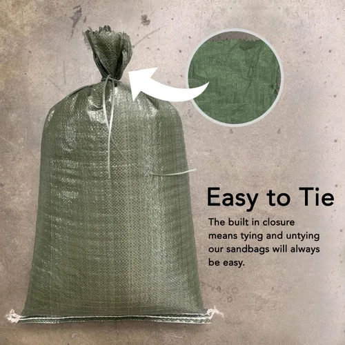 Vista 4 de AK TRADING CO. Sacos de arena de polietileno de 14 x 26 pulgadas con protección UV y lazos integrados, barrera de agua de inundación, bolsas de Verde