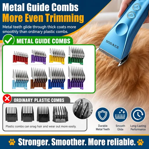 Vista 2 de Cortapelos profesional para perros, cortadora de pelo inalámbrica Azul
