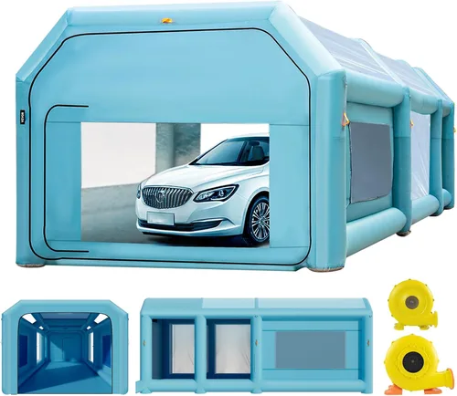 Vista 12 de VEVOR Cabina de Pintura Inflable Portátil, Cabina de Pulverización Inflable de 13 x 8 x 8 pies, Carpa de Pintura para Automóvil con Sistema