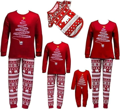 Vista 3 de Pijamas de Navidad familiares a juego, pijamas de Navidad para adultos, niños, bebés, perros, Navidad, ropa de dormir familiar