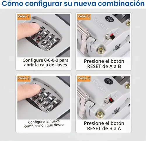 Vista 5 de Caja magnética para llaves debajo del automóvil, caja de bloqueo de combinación impermeable con imanes fuertes, soporte de código de 4 dígitos