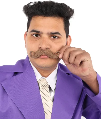 Vista 6 de Cabello humano para hombre, bigote, cosplay, pelo facial Marrón