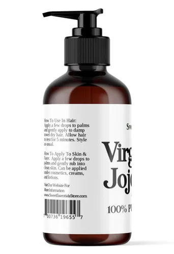 Vista 3 de Aceite de jojoba orgánico sin refinar de alta calidad, 8 onzas con bomba, importado de Argentina, 100% puro, prensado en frío, para cabello, piel