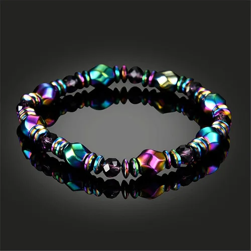Vista 3 de Dearanswer - Pulsera de cadena de cuentas de hematita, pulseras elásticas de piedra magnética de obsidiana, pulsera de tobillo para hombres