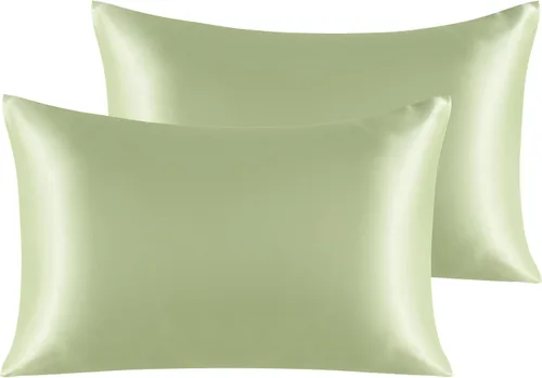 Vista 71 de NTBAY Paquete de 2 fundas de almohada estándar de satén para cabello y piel, lujosas y sedosas fundas de almohada con cierre de sobre, 20 x 26