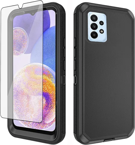 Vista 8 de Asuwish Funda de teléfono para Samsung Galaxy A23 5G con protector de pantalla de vidrio templado y cubierta para celda, híbrida, resistente, a Azul