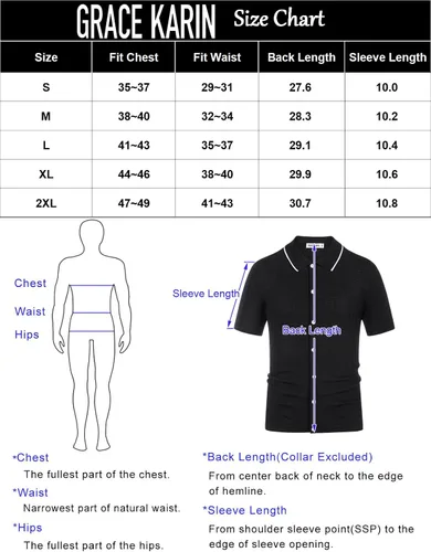 Vista 7 de GRACE KARIN Polo de punto transpirable para hombre, camisas con botones de bolos ahuecados
