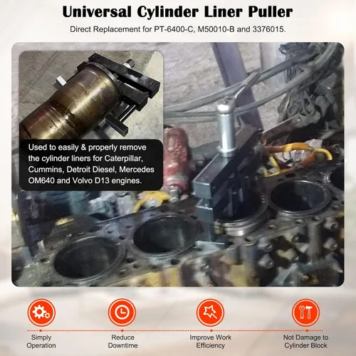 Vista 3 de Conjunto universal de extractor de revestimiento de cilindro – Extractor de revestimiento de cilindro de motor diésel resistente utilizado para Mack