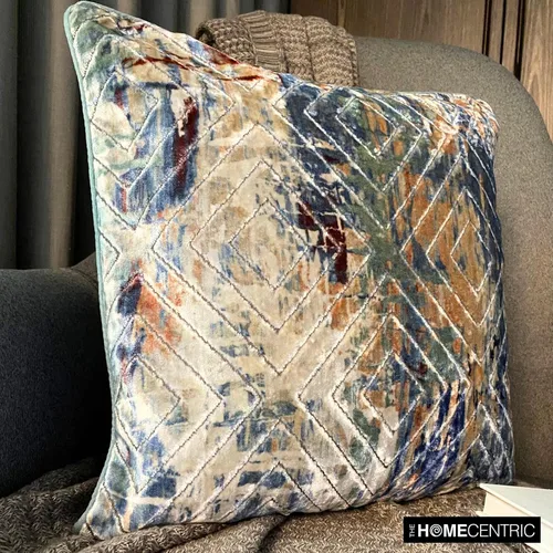 Vista 144 de The HomeCentric Funda de almohada con cremallera, funda de cojín azul de 12 x 12 pulgadas, funda de cojín de algodón bordado para sofá, diseño