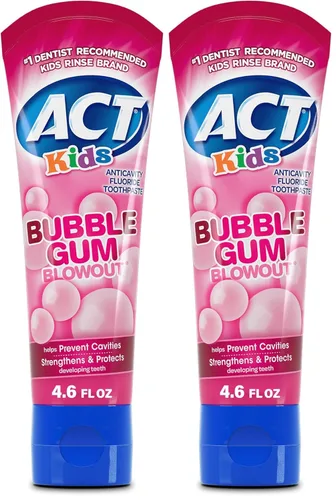 Vista 10 de ACT Kids - Pasta de dientes con flúor anti-caries 4.6 oz. Sabor explosión de goma de mascar