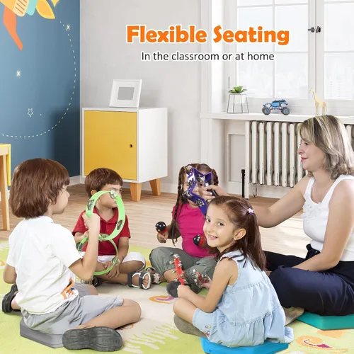 Vista 2 de KOTEK 6 cojines de suelo para niños de 15 pulgadas con asas, asientos circulares de espuma gruesa, asientos suaves y flexibles para aula, primaria