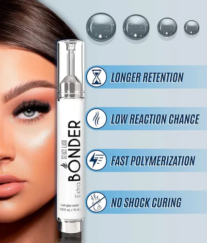 Vista 7 de Pegamento de extensión de pestañas extra fuerte Evolution de 0.3 fl oz y extra Bonder 0.5 fl oz y imprimación/limpiador 1.4 fl oz - Stacy