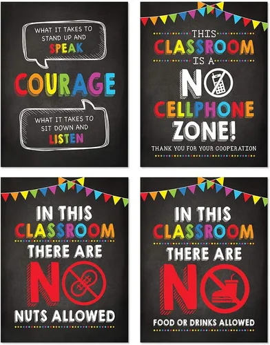 Vista 13 de Andaz Press Cartel artístico de pared para profesor de aula escolar, 8.5 x 11 pulgadas, con texto en inglés "This Classroom is a No Cellphone Zone