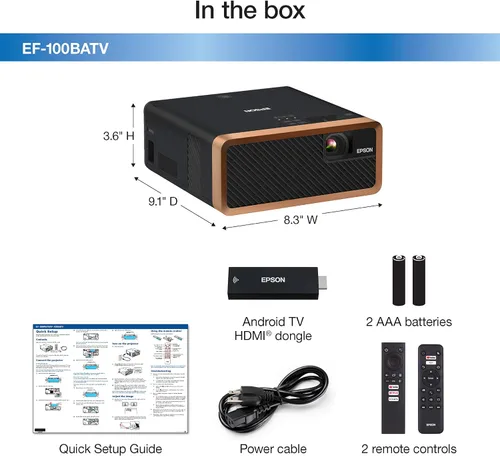 Vista 4 de Epson Proyector láser de transmisión inteligente EF-100 con Android TV - Negro