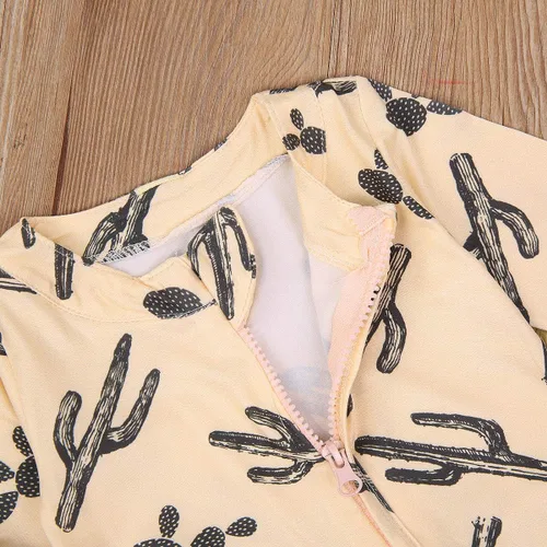 Vista 4 de CIYCUIT Mameluco con cremallera para bebé y niña con estampado de cactus