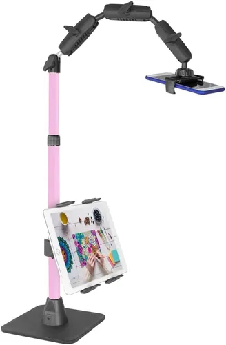 Vista 10 de ARKON Mounts - Kit completo de soporte para teléfono, soporte de mesa ajustable para teléfono celular y soporte para tableta con anillo de luz