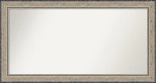 Vista 87 de Amanti Art Espejo de baño plateado para sobre el fregadero, 28 x 37 pulgadas, elegante espejo rectangular de peltre cepillado, marco de madera