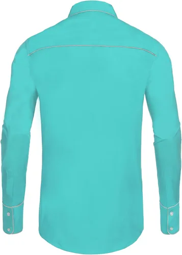 Vista 4 de Daupanzees Camisas bordadas de manga larga para hombre, ajuste delgado, casual, con botones
