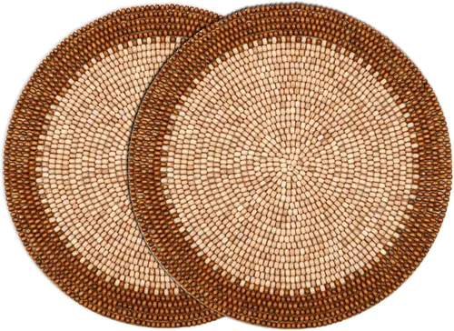 Vista 18 de Manteles individuales de 13 pulgadas con cuentas redondas para mesa de comedor - Manteles decorativos con cuentas de vidrio y respaldo de algodón