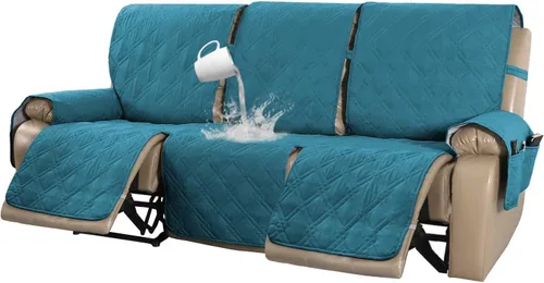 Vista 12 de Turquoize Funda impermeable para silla reclinable pequeña para mascotas reclinables, fundas acolchadas para sofá para cuero antideslizante Beige