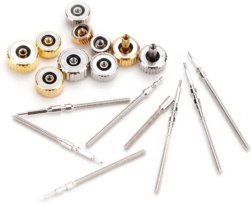 Vista 6 de Kit de reparación de relojes, corona de reloj, corona de reloj de acero inoxidable, conjunto de resorte de corona de reloj, herramienta
