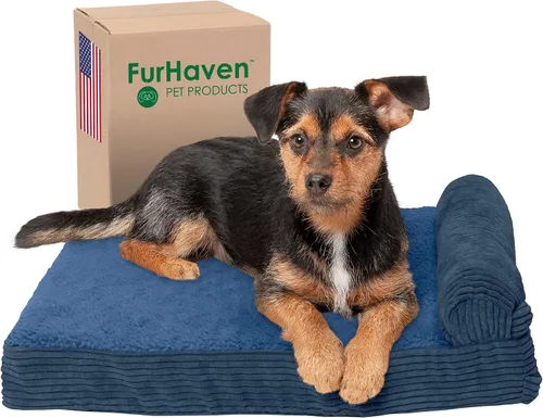 Vista 24 de Furhaven Cama de espuma viscoelástica para perros grandes con refuerzos extraíbles y funda lavable, para perros de hasta 95 libras - Sofá de Gris