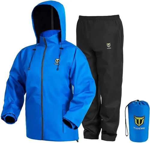 Vista 9 de Traje de lluvia TIDEWE, impermeable, transpirable, ligero, 2 piezas