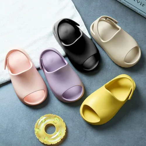 Vista 3 de ZVC Sandalias de verano para niños y niñas, sandalias de playa con correa de velcro, antideslizantes, para el agua, para interiores y exteriores