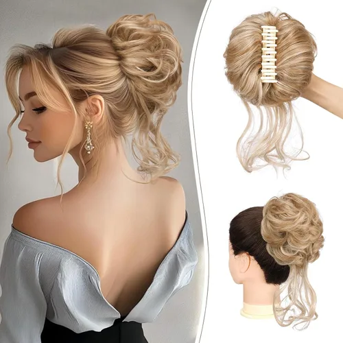 Vista 11 de SOFEIYAN Pinza de Gancho Extension de Cabello con Forma de Moño Desordenado, Cabello Ondulado y Rizado, Pinza de Gancho, Chignon, Cola de Caballo