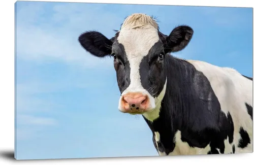 Vista 7 de Póster de arte en lienzo para adultos, diseño de vaca lechera en blanco y negro, pintura decorativa de pared moderna, para sala de estar