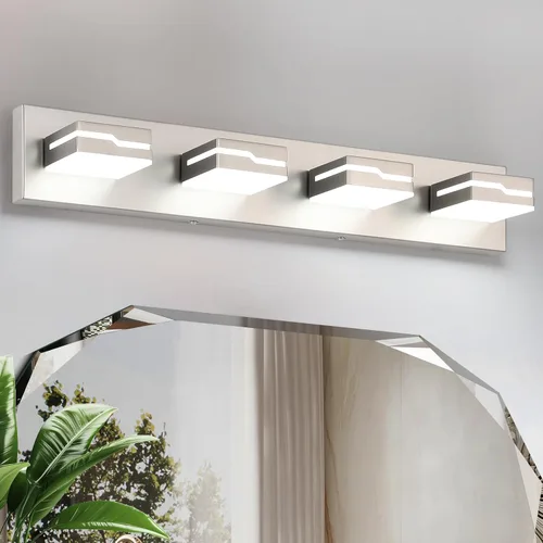 Vista 14 de 4 lámparas de acrílico para baño, moderna lámpara negra para tocador de baño, accesorios de iluminación de pared negro mate sobre el espejo, luz LED