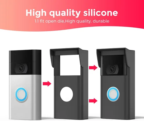 Vista 5 de Funda de silicona para timbre de video Ring de 2ª generación (versión 2020) – Cubierta de timbre de anillo resistente a la intemperie con visera