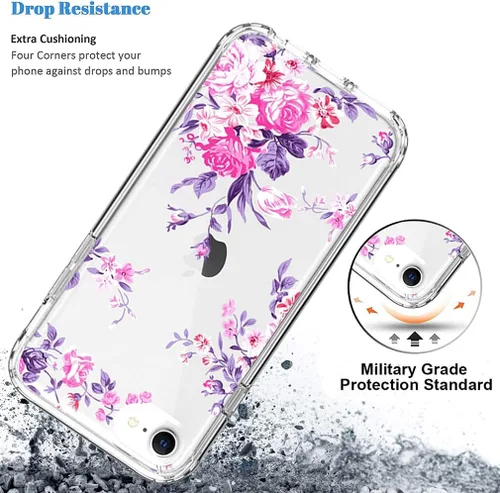 Vista 7 de Funda para iPod Touch 6/iPod Touch 5/iPod Touch 7 para niñas, bonita funda floral de TPU transparente a prueba de golpes para iPod Touch 5th/6th/7th