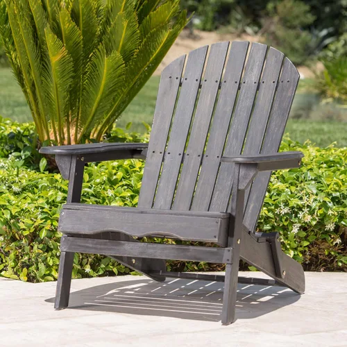Vista 4 de Christopher Knight Home Hanlee - Silla Adirondack plegable de madera de acacia, color gris oscuro