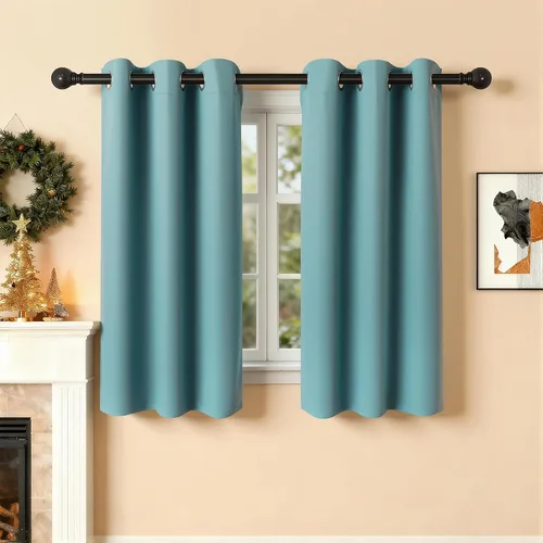 Vista 39 de Cortinas de oscurecimiento de habitación de 45 pulgadas de largo para dormitorio y sala de estar, cortinas térmicas aislantes con ojales