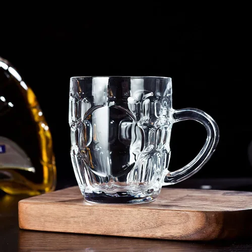 Vista 4 de Dimple Stein - Juego de tazas de cerveza de 10 onzas con asa, tazas de cerveza de vidrio, aptas para lavavajillas y congelador, transparentes