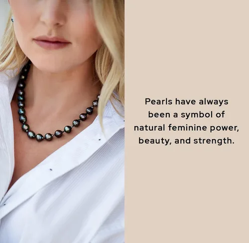 Vista 2 de The Pearl Source Collar barroco de perlas de Tahití para mujer, collar de perlas de oro de 14 quilates, collar de perlas de 18 pulgadas de longitud