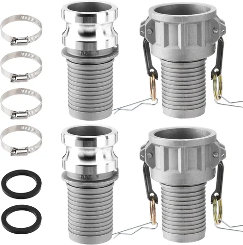 Vista 9 de SPARKWHIZ 2 piezas de accesorios de manguera Camlock de aluminio (parte de 2" D) con leva y ranura + 2 piezas de accesorios de manguera de aluminio